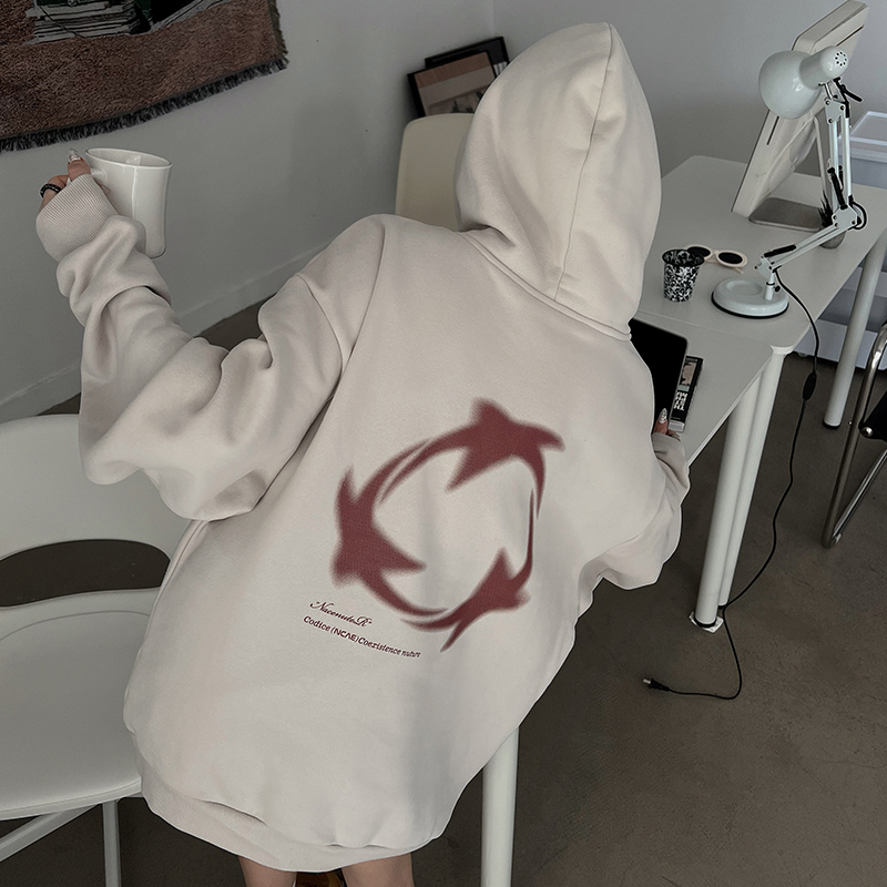 CODICE 2023S/S 星星环绕加绒连帽卫衣美式街头潮牌针织情侣帽衫