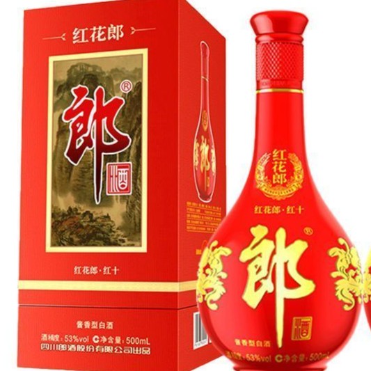 郎酒红花郎红十白酒53度500ml酱香型白酒（非原箱）53度