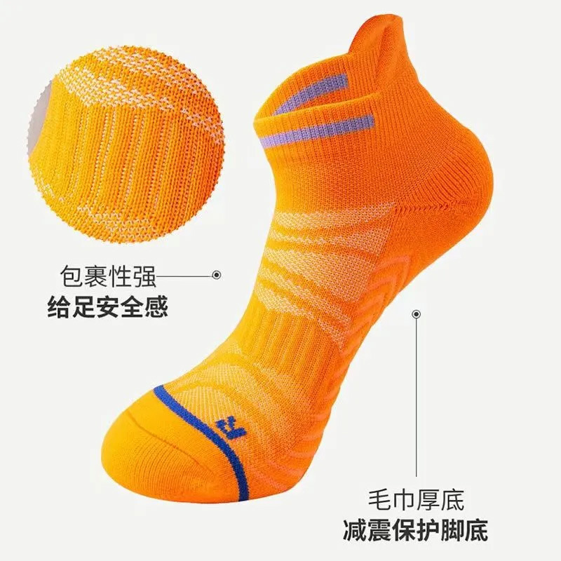 夏季丒马拉松跑步袜子吸汗不臭脚毛巾底防滑速干羽毛球袜运动