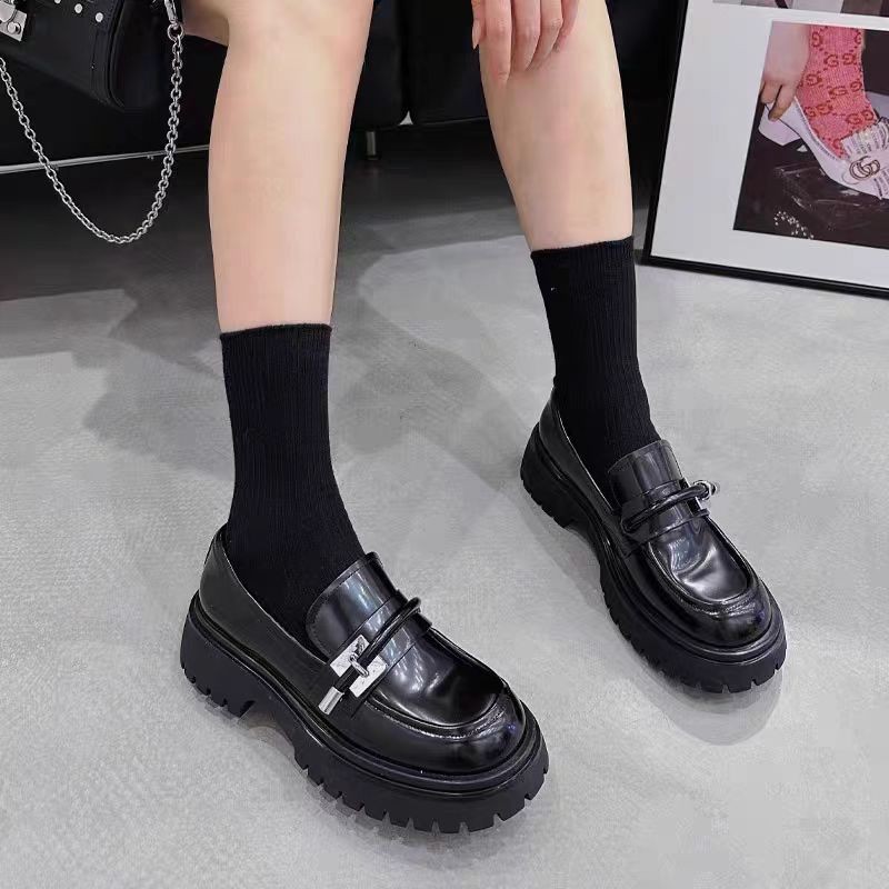 英伦风厚底春秋真皮小个子学生学院风复古休闲时尚百搭乐福鞋861