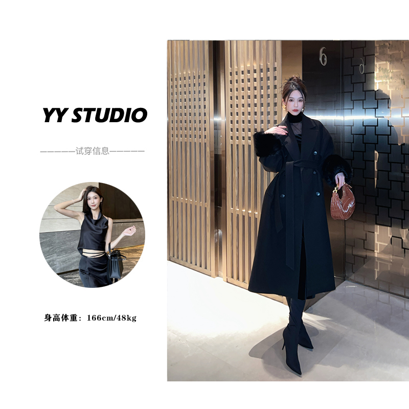 【YYSTUDIO】高级感气质秋冬中长款百搭毛呢羽绒大衣外套
