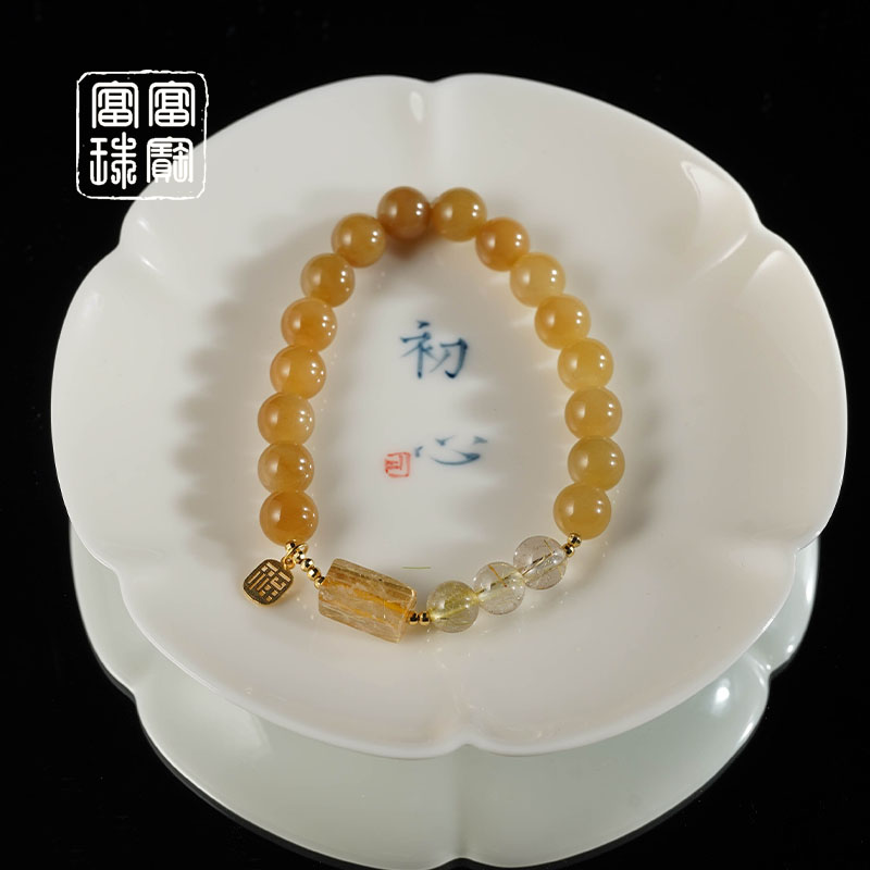 【结秋】富富珠宝 和田玉水晶18k金百搭手串（天然珠宝多样性发）