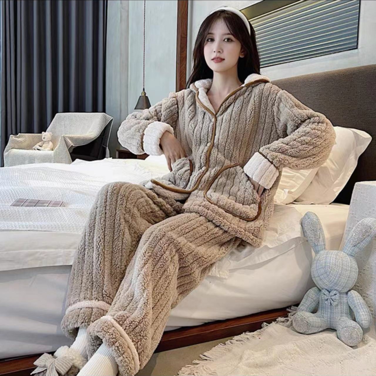 A29驼色套装【睡衣青仓 卖一套少一套】家居服套装冬季休闲