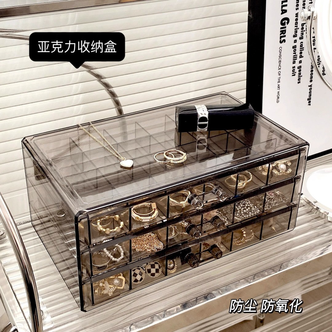 化妆品收纳盒桌面护肤品梳妆台整理盒口红置物架小型化妆刷收纳桶