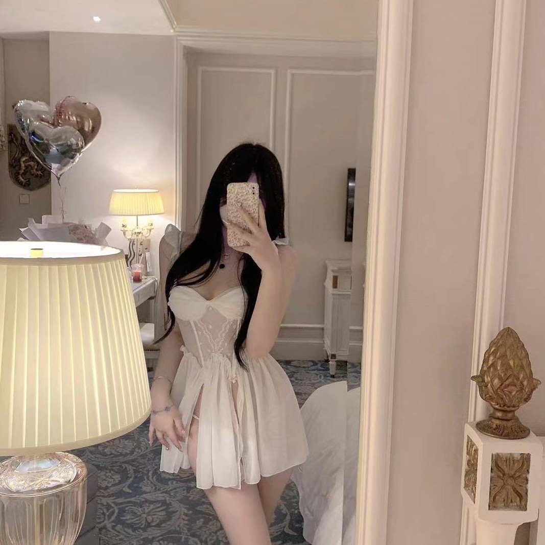 第N次心动 网纱性感吊带睡裙斩男约会睡衣女神纯欲微透甜美法式