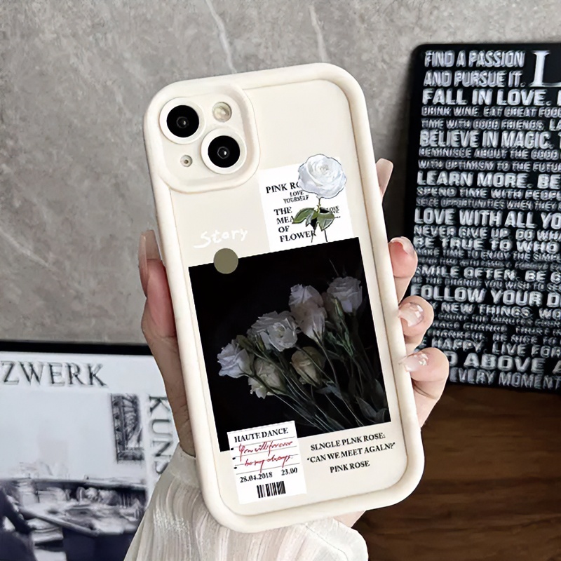白色玫瑰适用iphone15/14/12/11/xr手机壳苹果13华为vivo小米oppo