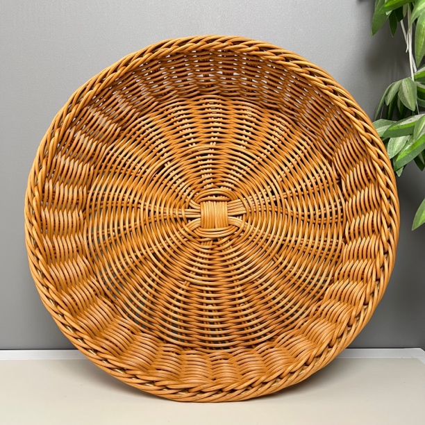 WYang012，（两大配小）手工编织圆形洗菜筐储物零食包子馒头收纳筐