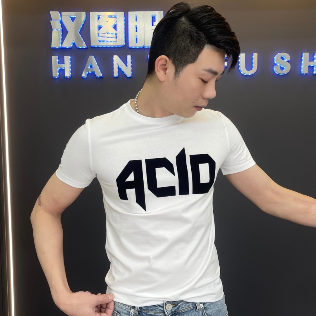 名图服饰定制2023夏季新款修身圆领百搭套头短袖潮流打底上衣2238