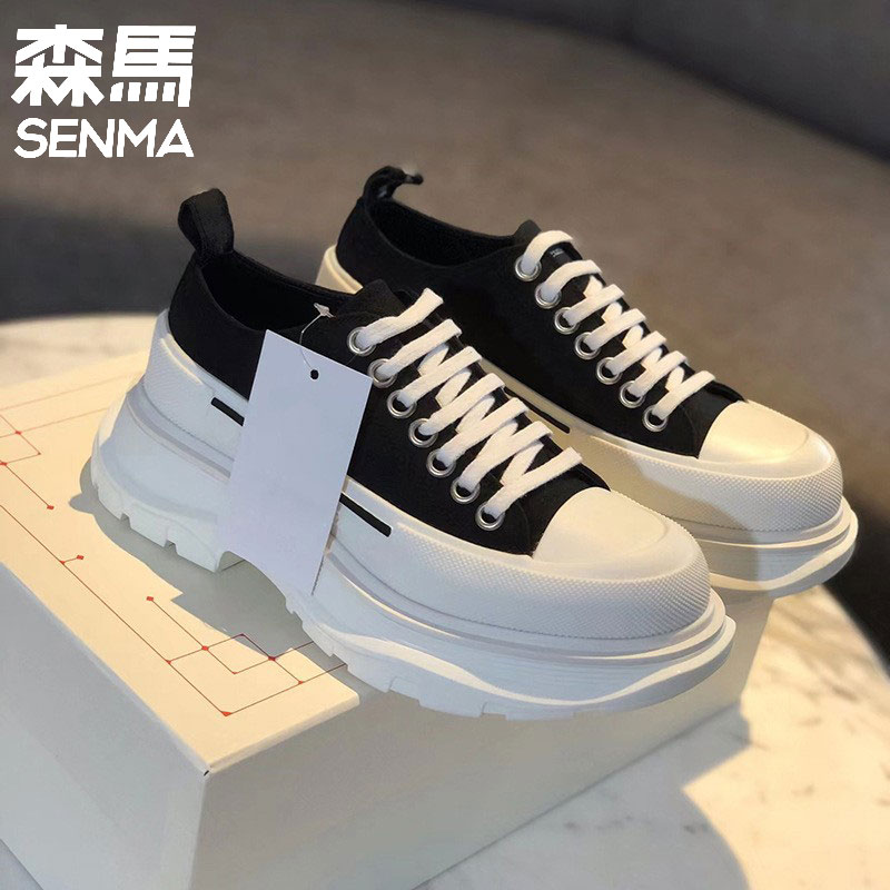 SENMA/森马厚底帆布鞋女2023夏季新款百搭增高老爹鞋爆款夏天板鞋