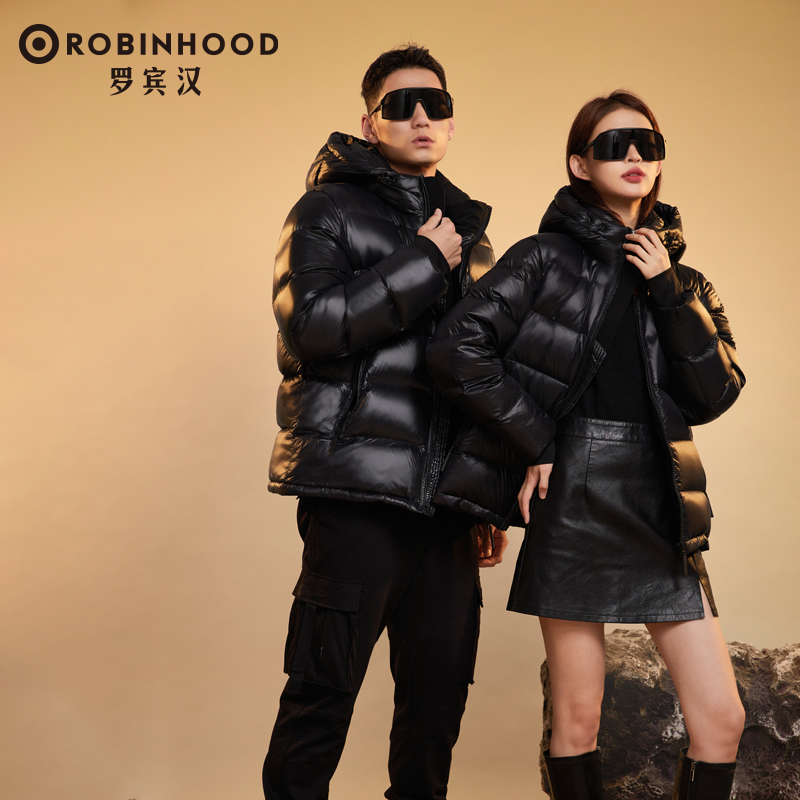 【ROBINHOOD/罗宾汉】zf热力感鸭绒黑色金标保暖情侣休闲短款羽服