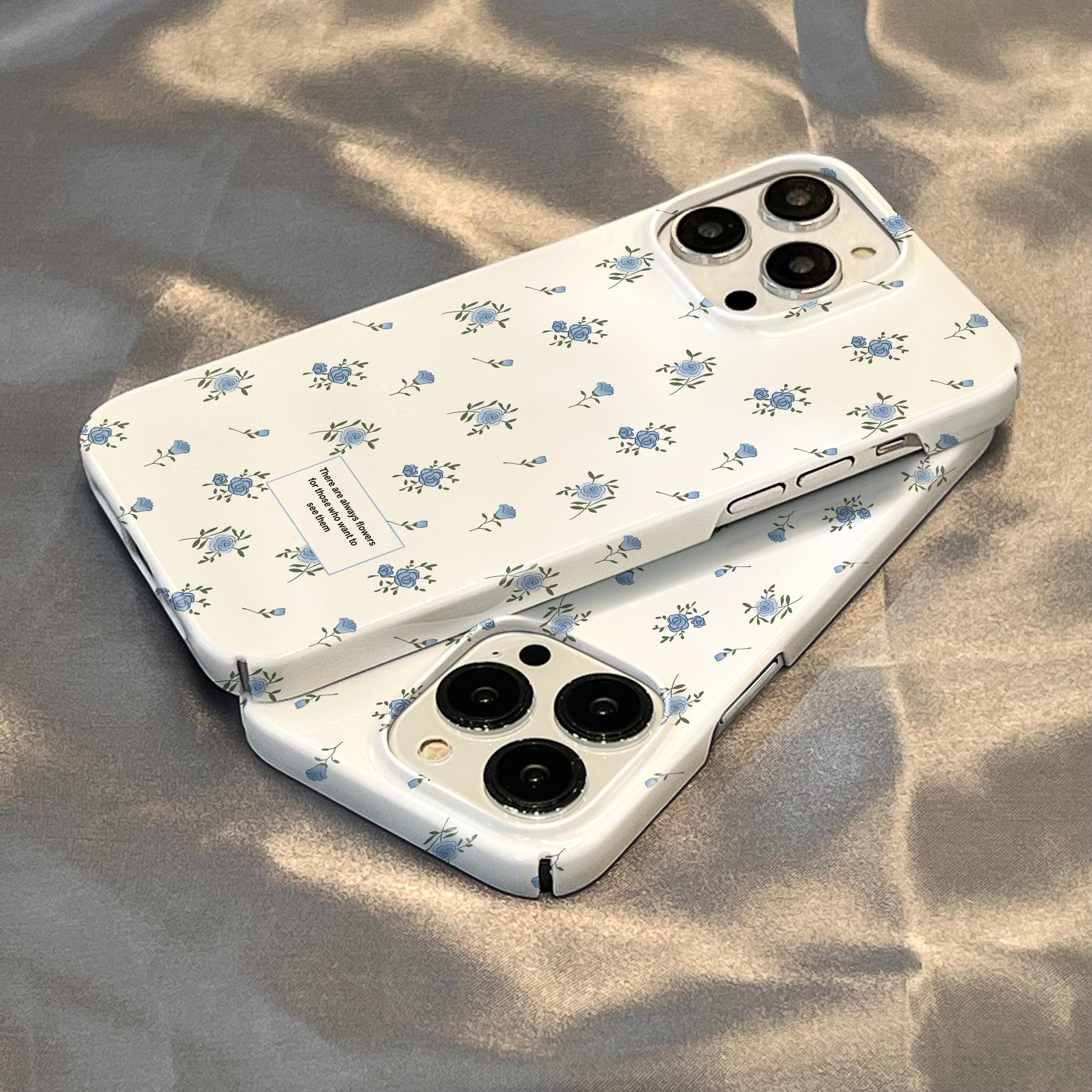 蓝色碎花苹果13手机壳新款iPhone14promax创意12个性11简约xs菲林