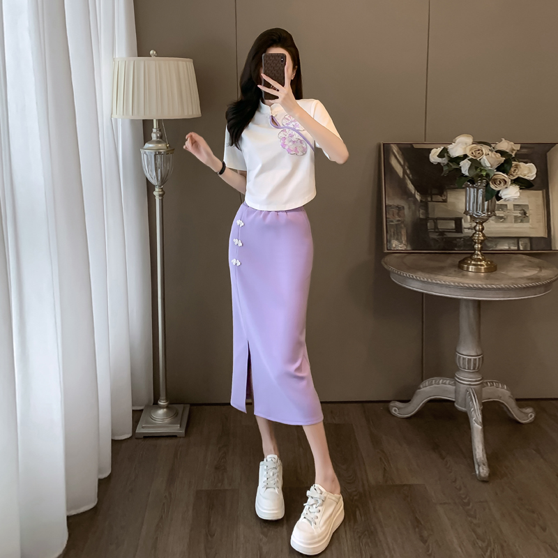 2024新款国风套装裙夏季女显瘦气质高级感休闲时尚半身裙子两件套