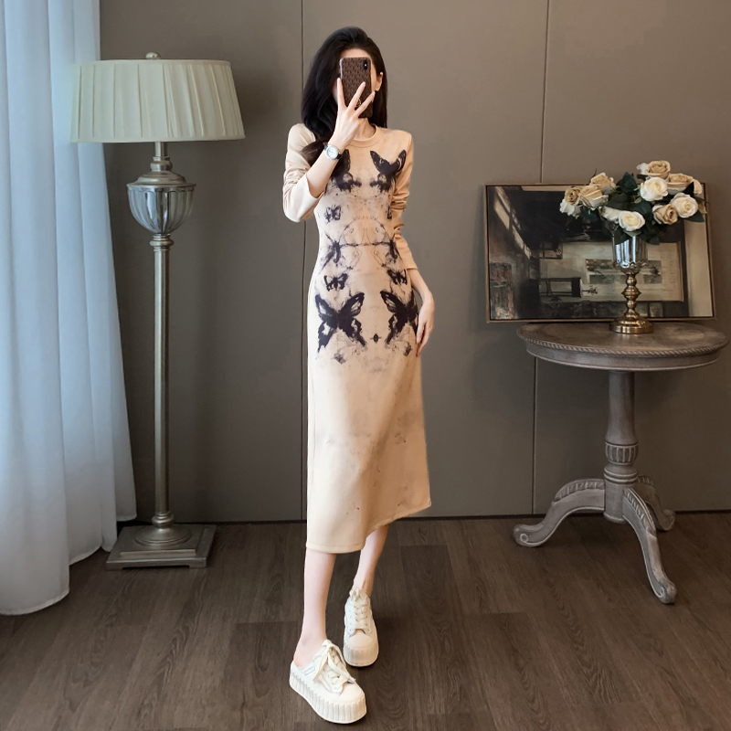 法式复古长袖连衣裙女秋季显瘦打底长裙气质高级感洋气上档次裙子