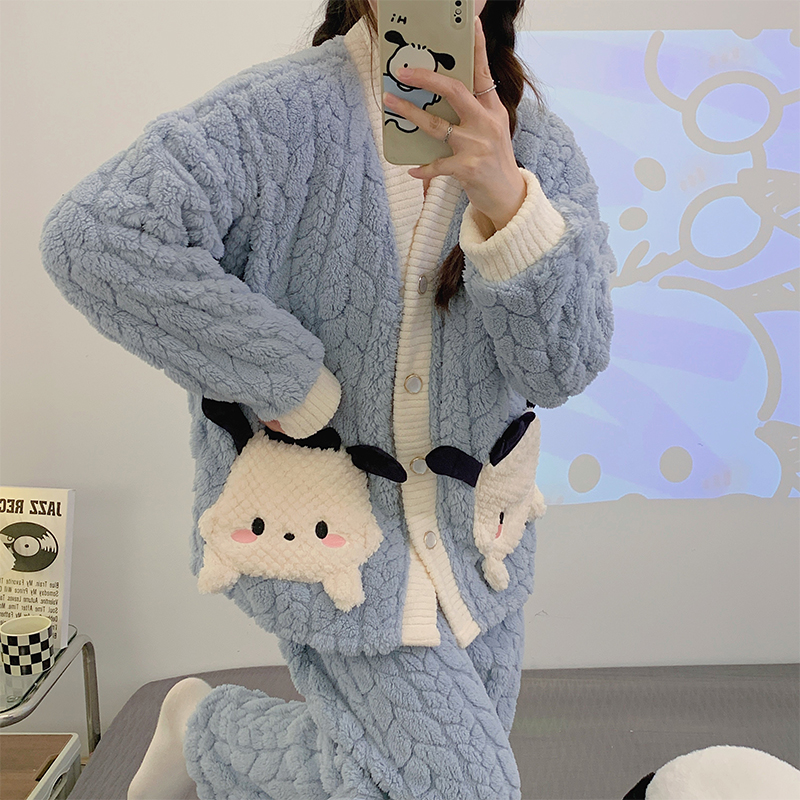 待产医院秋冬季加厚产后喂奶哺乳保暖法兰绒月子服孕妇睡衣珊瑚绒