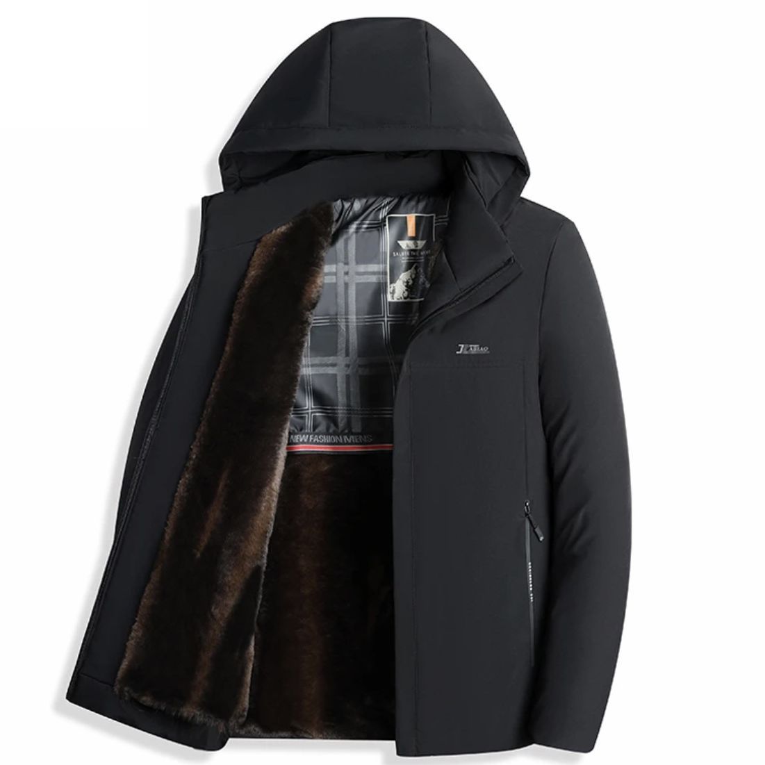 【专柜正品】加绒加厚冬季外套男士棉衣可脱卸帽袄爸爸装棉服中年