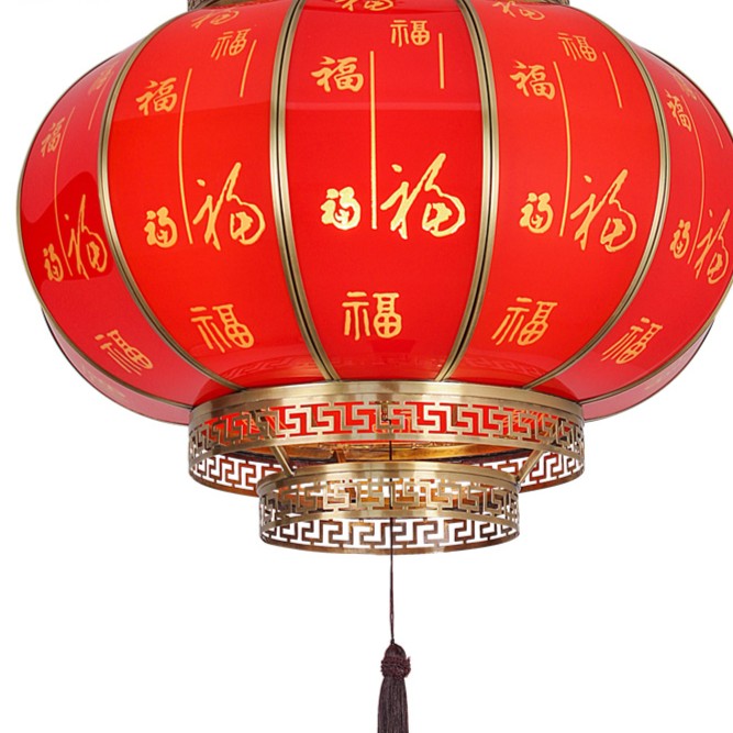 中式福字全铜大红喜庆灯笼结婚挂饰户外防水别墅大门口阳台吊灯具