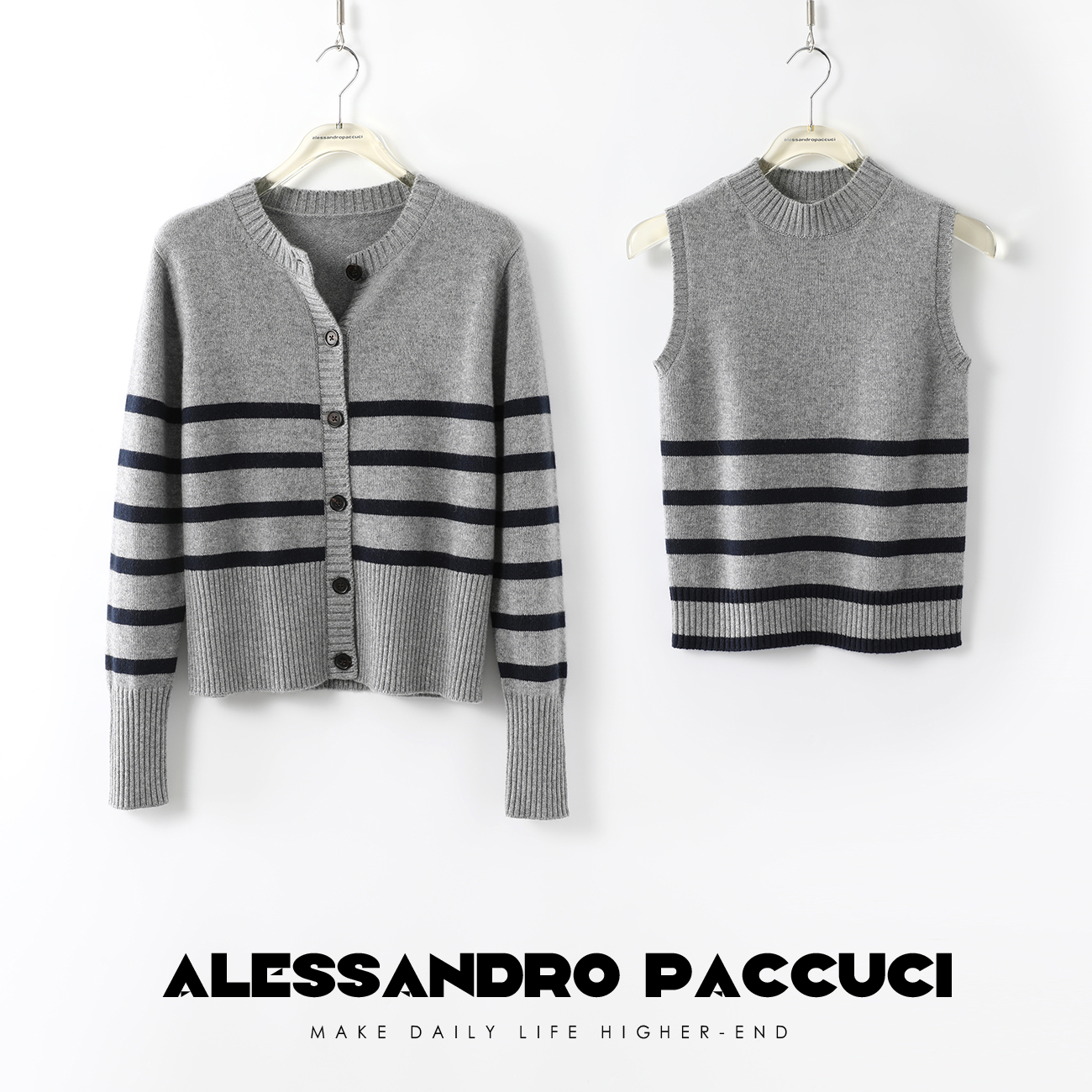 【有试穿痕迹不退换】洛哥24583X康赛妮莼羊绒 stoll精工针织套装