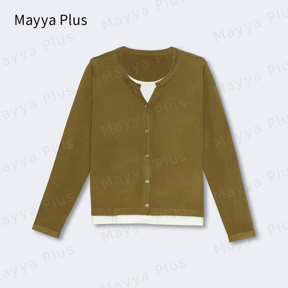 【雪媚娘】Mayya Plus时尚气质新品显瘦遮肉休闲长袖针织衫32336216