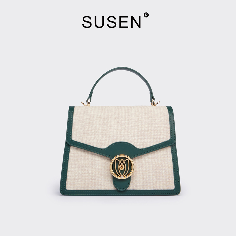SUSEN【官方正品】新款通勤翻盖手提单肩斜挎包