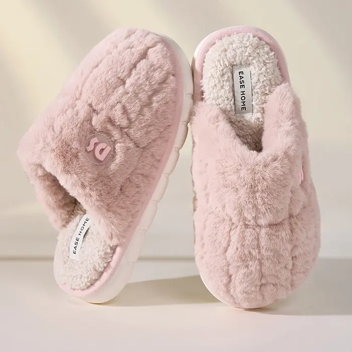 秋冬季防滑厚底情侣拖鞋男室内居家踩屎感月子鞋加绒加厚棉拖鞋女