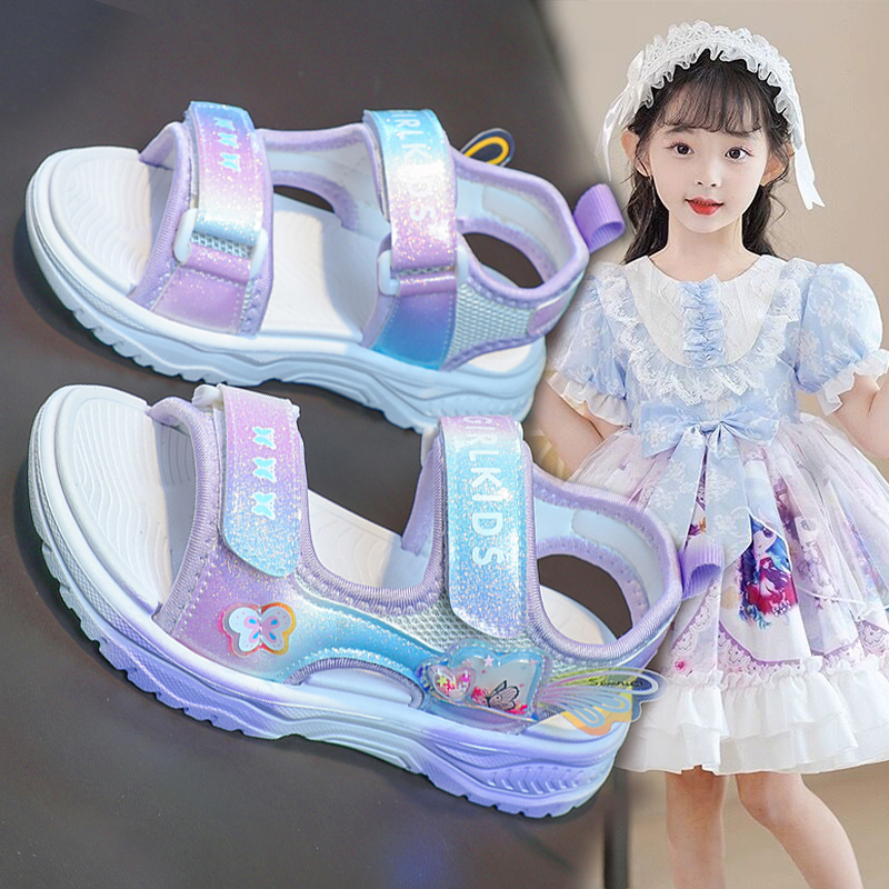 回力瑞女童凉鞋夏季2024新款儿童防滑休闲沙滩鞋女孩露趾运动凉拖