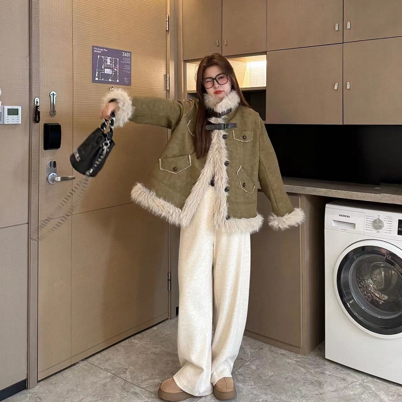 南岛风NDF大码 2023新款冬胖mm加厚宽松毛绒皮毛一体外套ZYY06