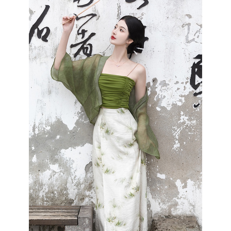 新中式女装中国风改良汉服套装女夏新款别致绝美三件套连衣裙日常