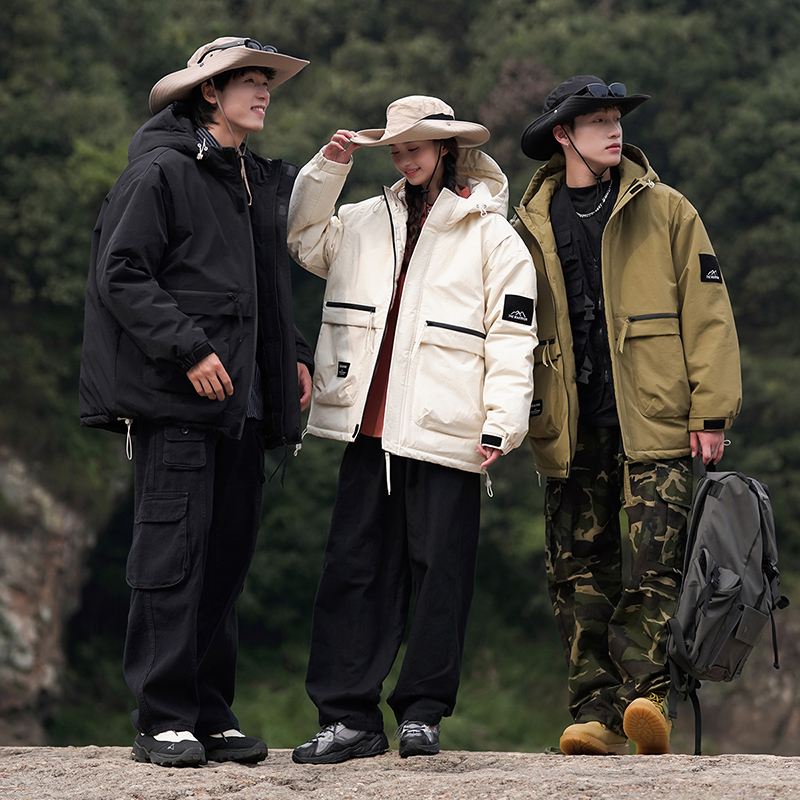 多口袋工装风棉衣冬季2023新款户外工装休闲情侣加厚保暖棉服8109