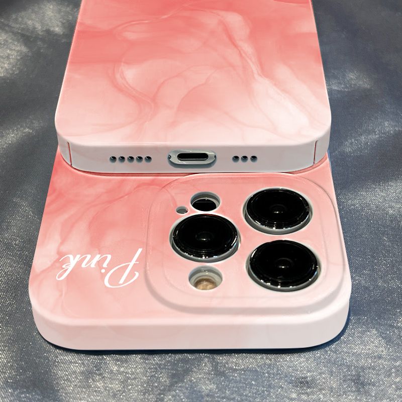 高端粉色晚霞苹果14pro手机壳iphone13菲林壳全包12防摔11菲林壳