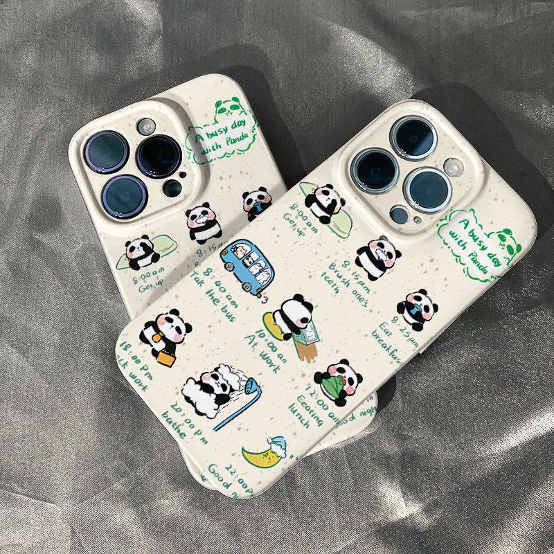 菲林熊猫日常时间苹果14手机壳iPhone13全包12/11pro/7p/8p菲林壳