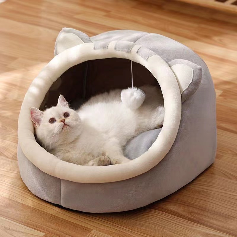 布丁猫窝大号猫咪半封闭式猫窝保暖猫咪用品狗窝四季通用可爱舒适