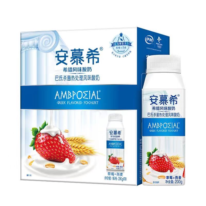 （9月产）伊利安慕希草莓燕麦希腊风味酸奶200g*10盒常温酸奶