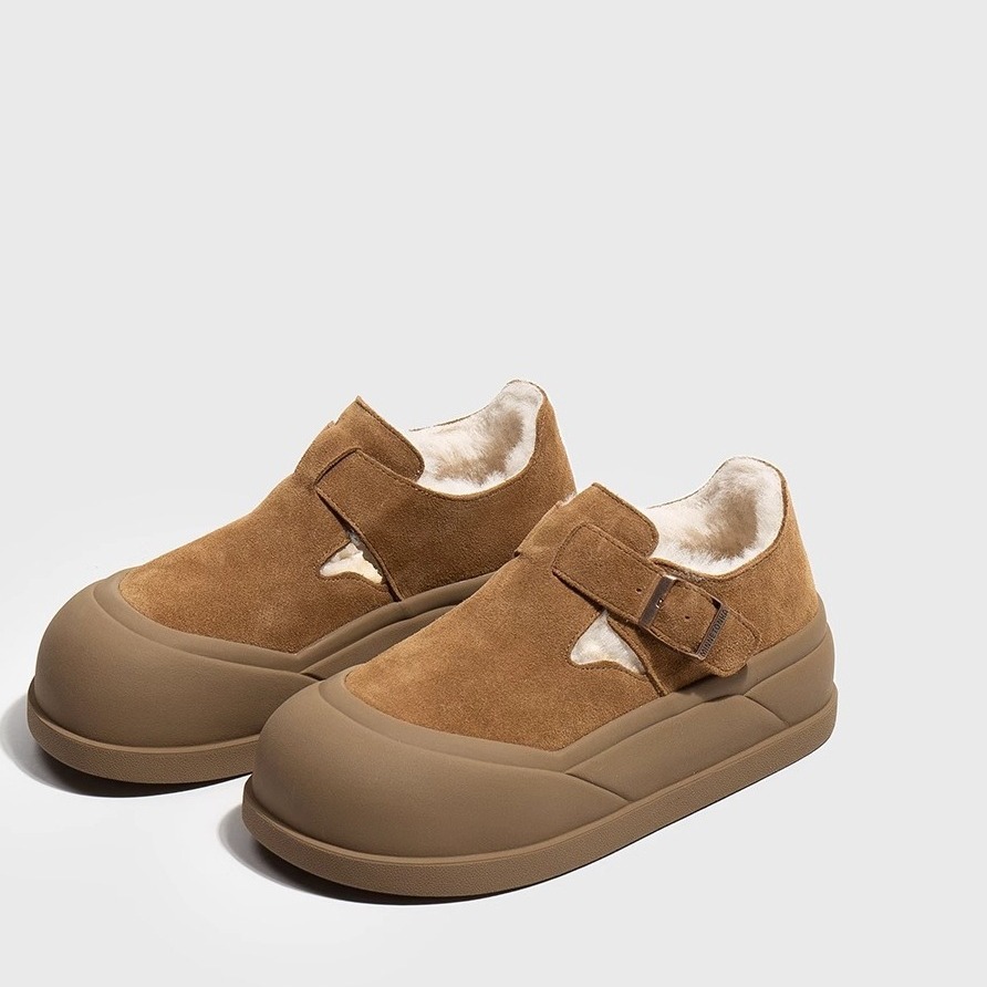 东北加绒加厚雪地靴女2023新款厚底棉鞋保暖大头丑萌面包鞋勃肯鞋