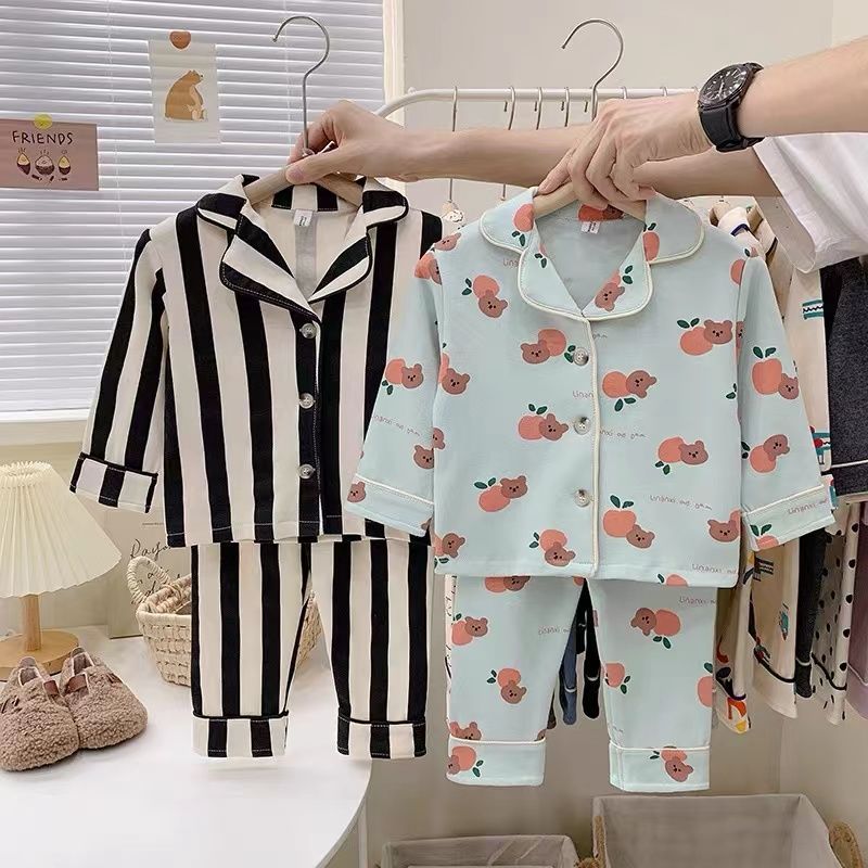 HEELO KOMA2023年秋季家居服睡衣男女童宝宝秋冬两件套睡衣洋气