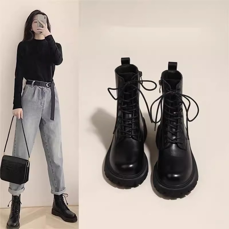回力瑞马丁靴女2023新款秋冬加绒厚底复古百搭网红超火英伦风短靴