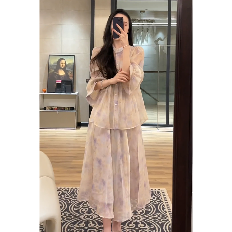 大码女装气质国风小众套装胖mm时尚显瘦半身裙高级感碎花裙三件套