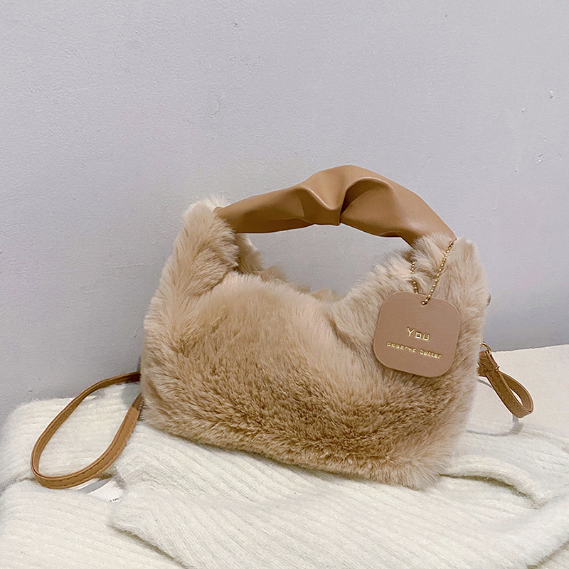 秋冬毛毛包包女2023新款云朵手提小托特包百搭大容量斜挎包毛绒包