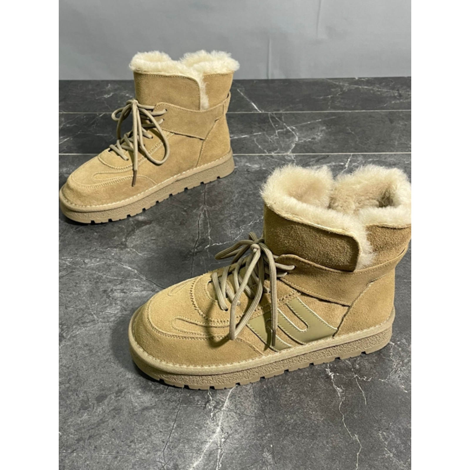 红蜻蜓牌真皮羊毛加厚雪地靴女皮毛一体2023年新款冬季加绒防滑保