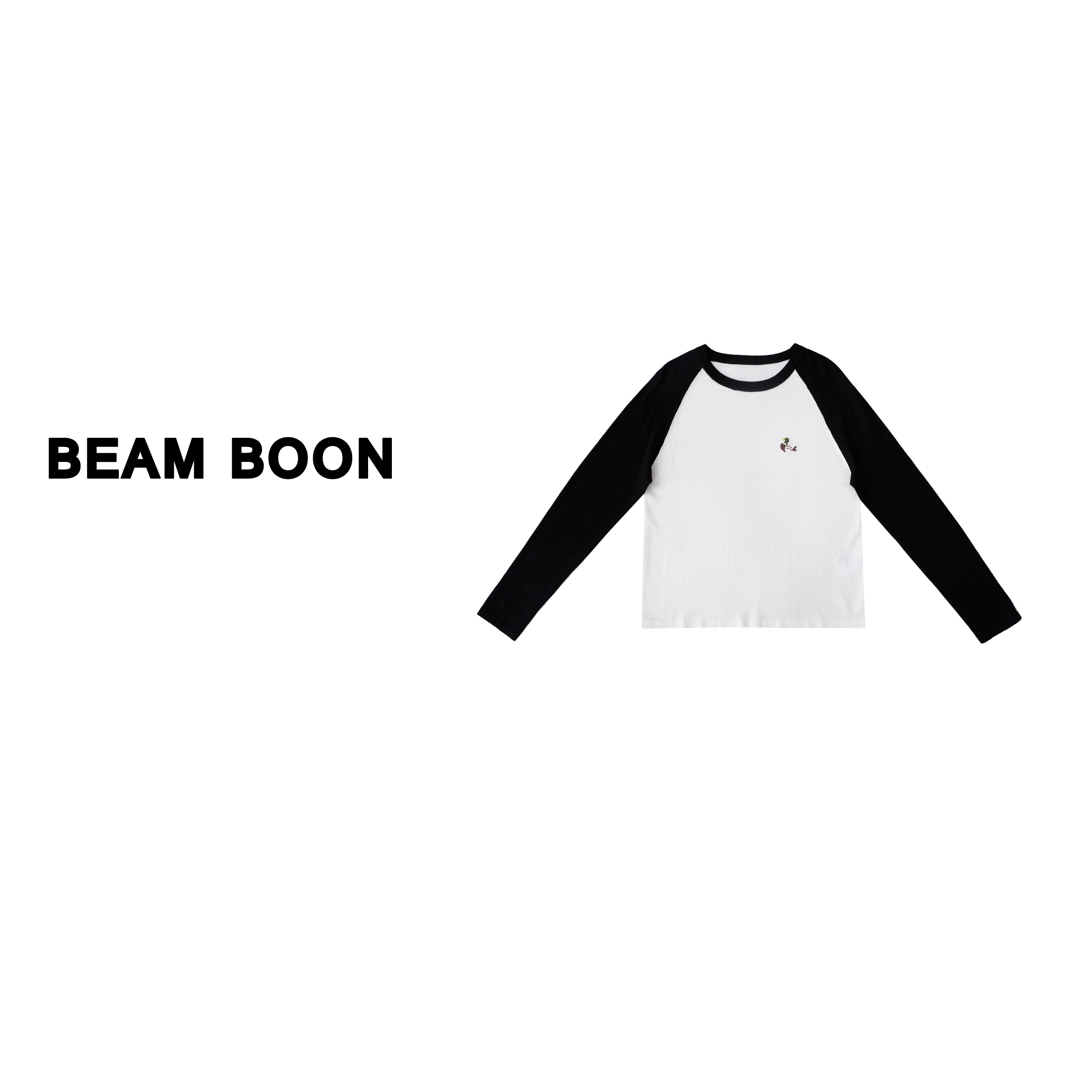 Beam Boon | "撞色有趣T" 俏皮卡通刺绣羊毛插肩袖宽松针织T恤
