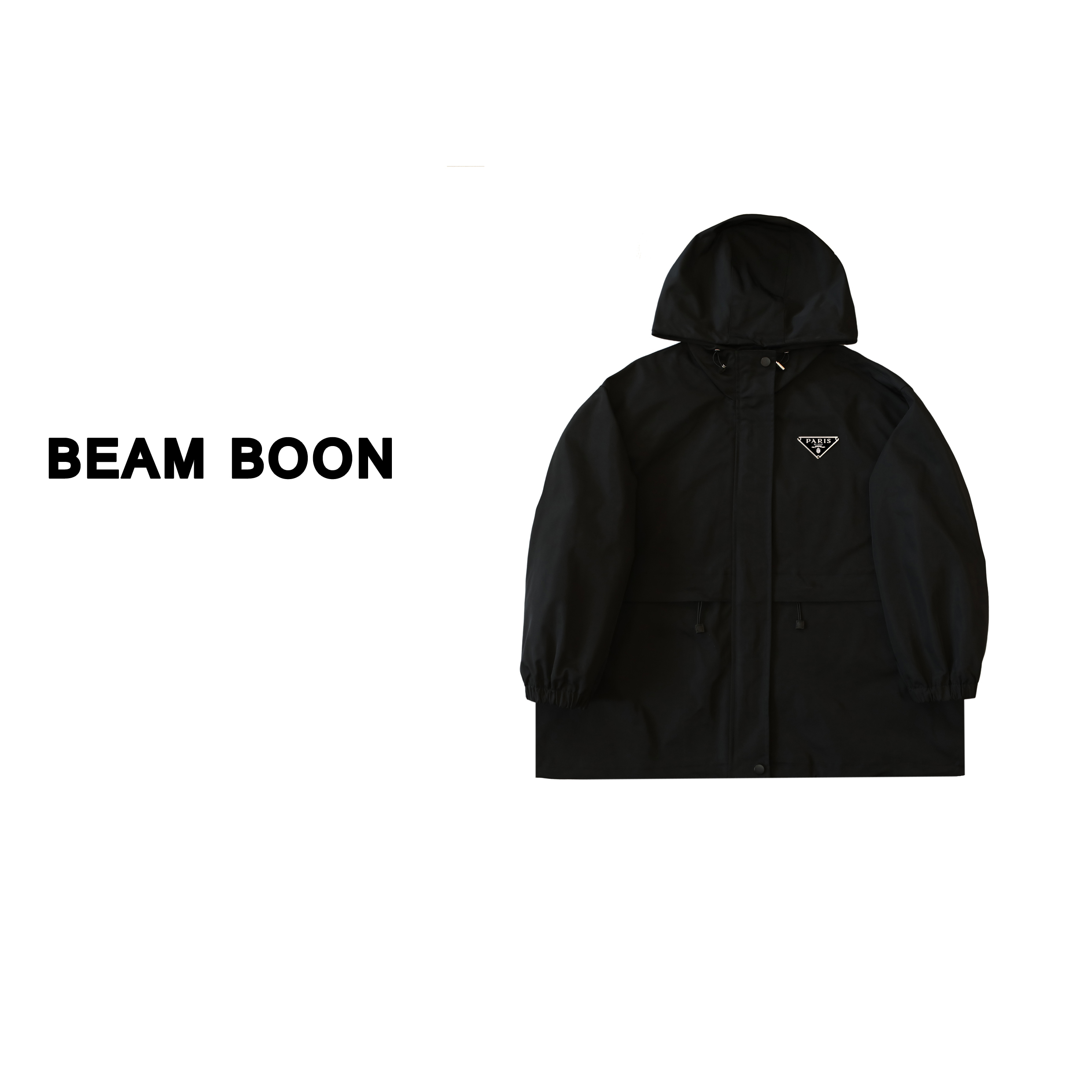 Beam Boon | 【黑金时代】硬核三角徽标宽松抽绳连帽夹克外套