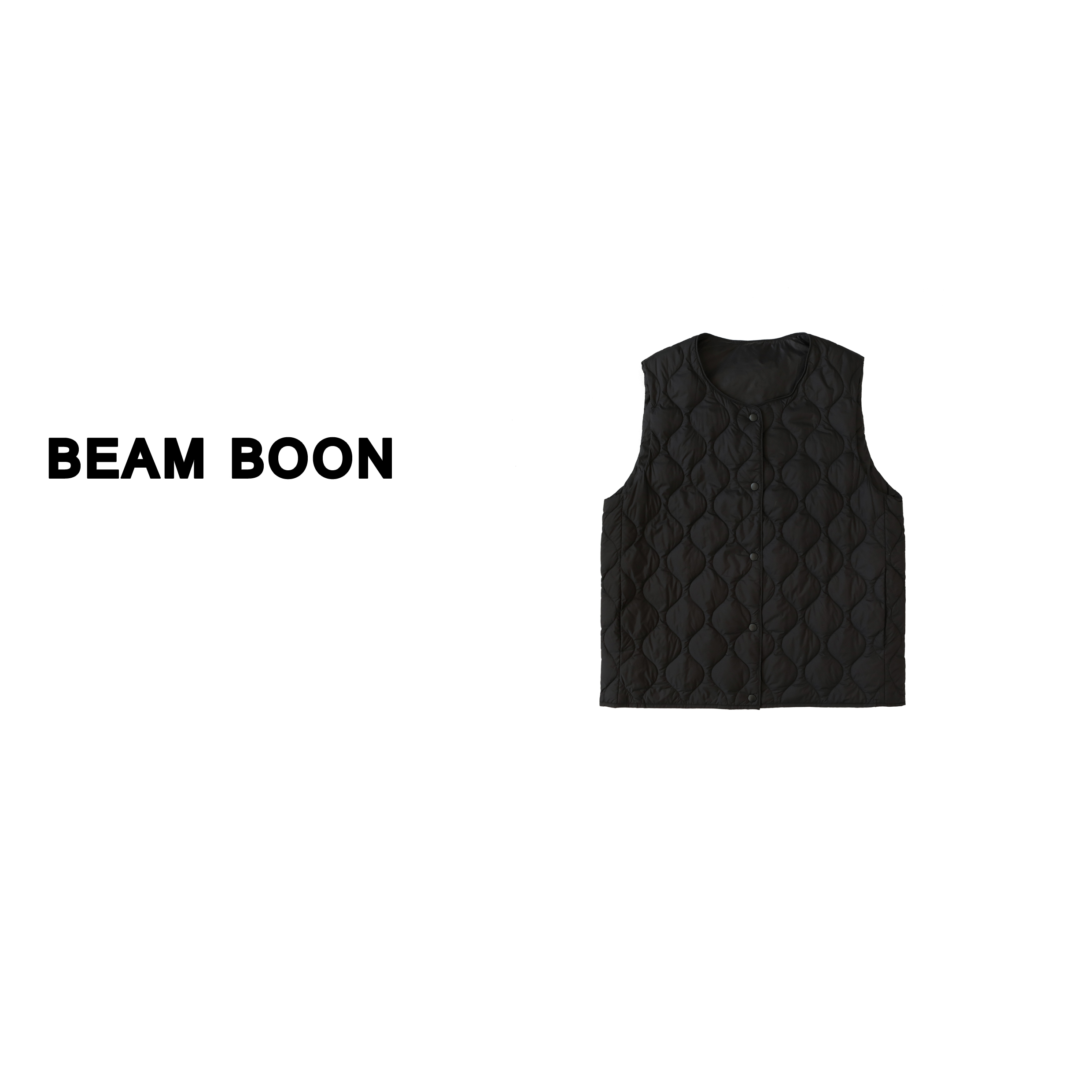 Beam Boon | 【摇滚音浪】简约蓬松90白鸭绒短款圆领羽绒马甲外套