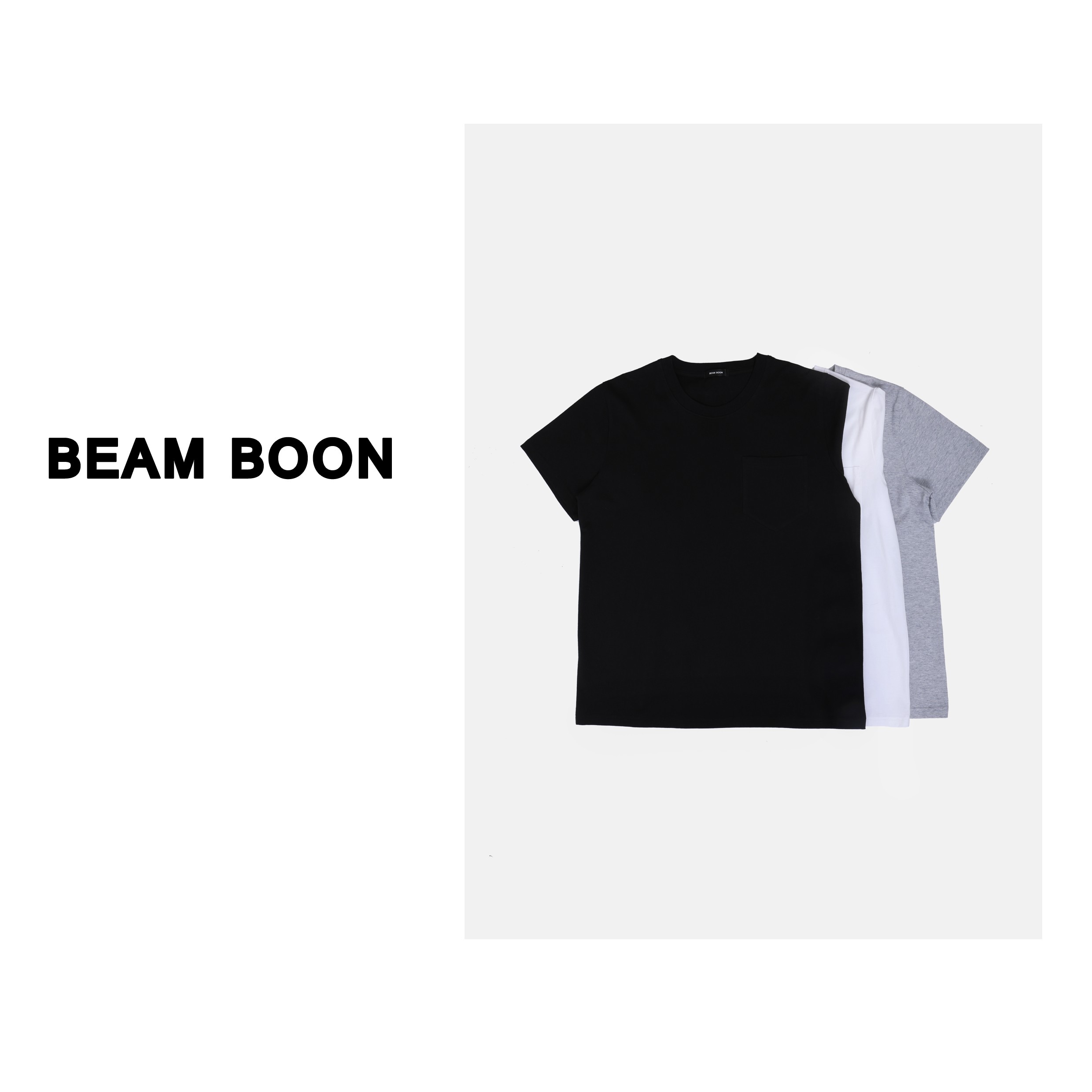 Beam Boon | 盛夏彩虹T恤~14色简约舒适柔软圆领口袋短袖上衣