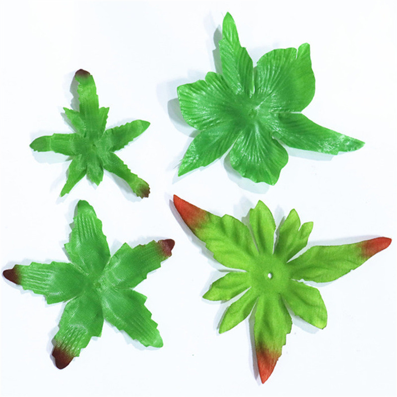 新款仿真花托手工丝带玫瑰花托材料配件红尖牡丹花布叶托绿叶装饰