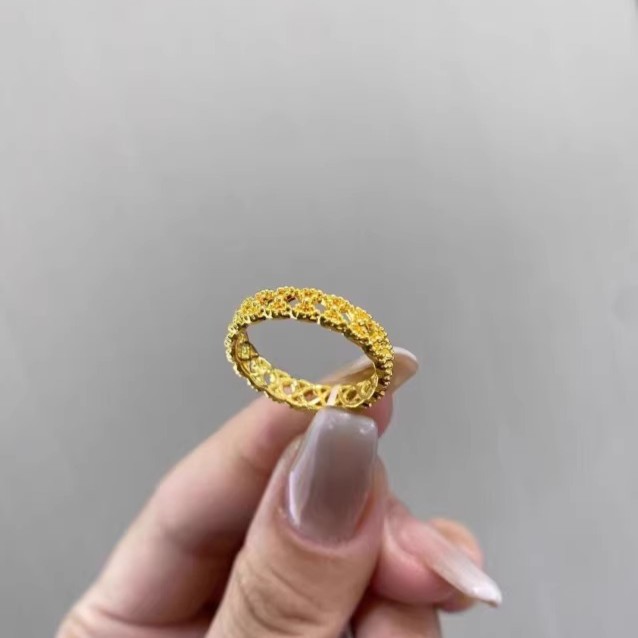 奢饰家 铜合金戒指 新款满天星蕾丝素圈戒指轻奢高级显礼物送女友