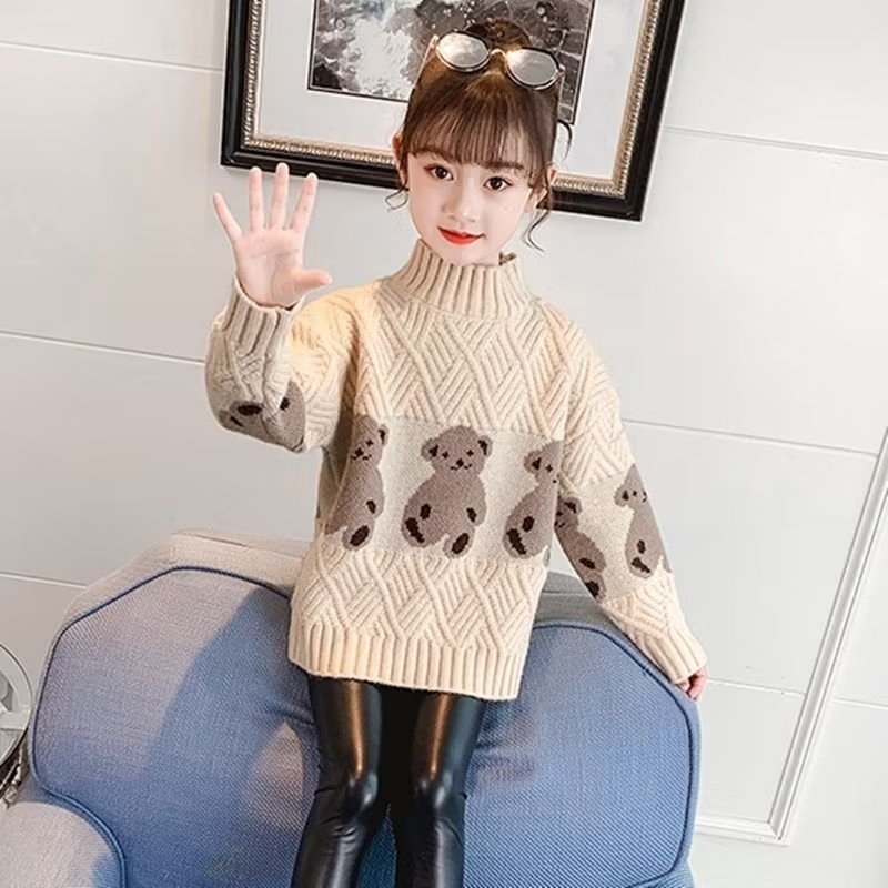 儿童毛衣女孩打底毛衣韩版高领打底衫大童套头秋冬针织衫洋气童装