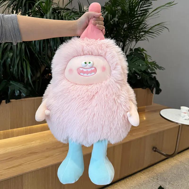 长毛独角恶魔小怪兽毛绒玩具公仔丑萌玩偶抱枕儿童女生礼物可Y370