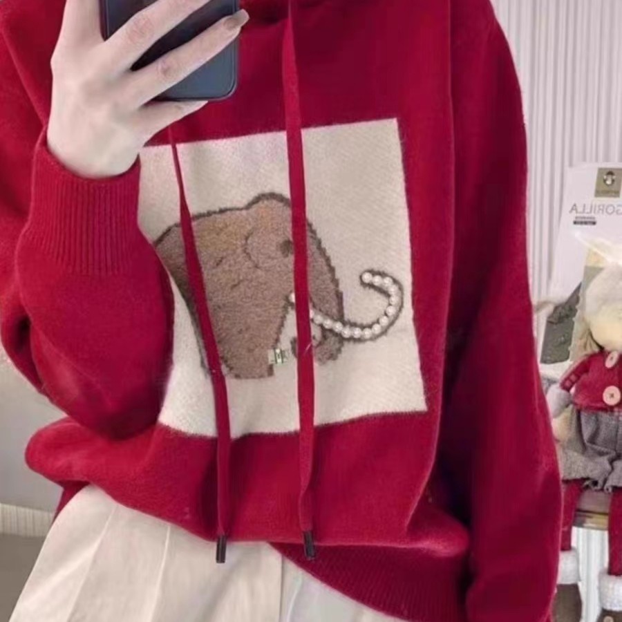 连帽打底针织衫毛衣女秋冬2023新款爆款时尚洋气减龄内搭长袖上衣