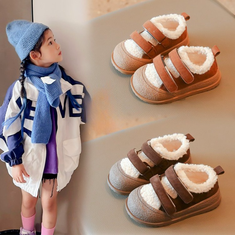 儿童时尚棉鞋拼接翻毛韩版休闲板鞋冬季新款女童洋气防踢舒适大棉