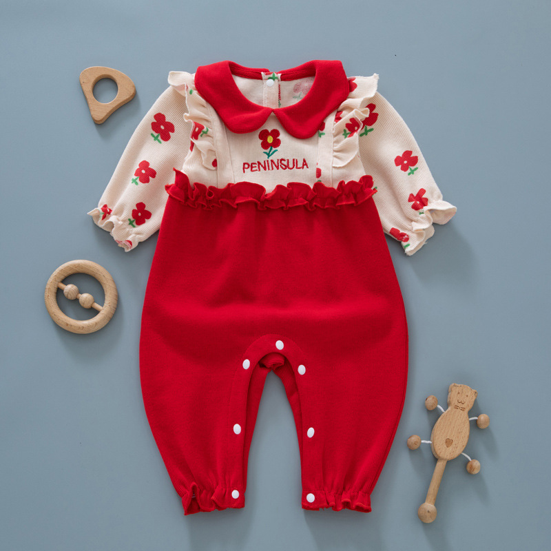 婴儿衣服秋装洋气女宝宝公主秋季哈衣外出新生儿可爱连体女童长袖