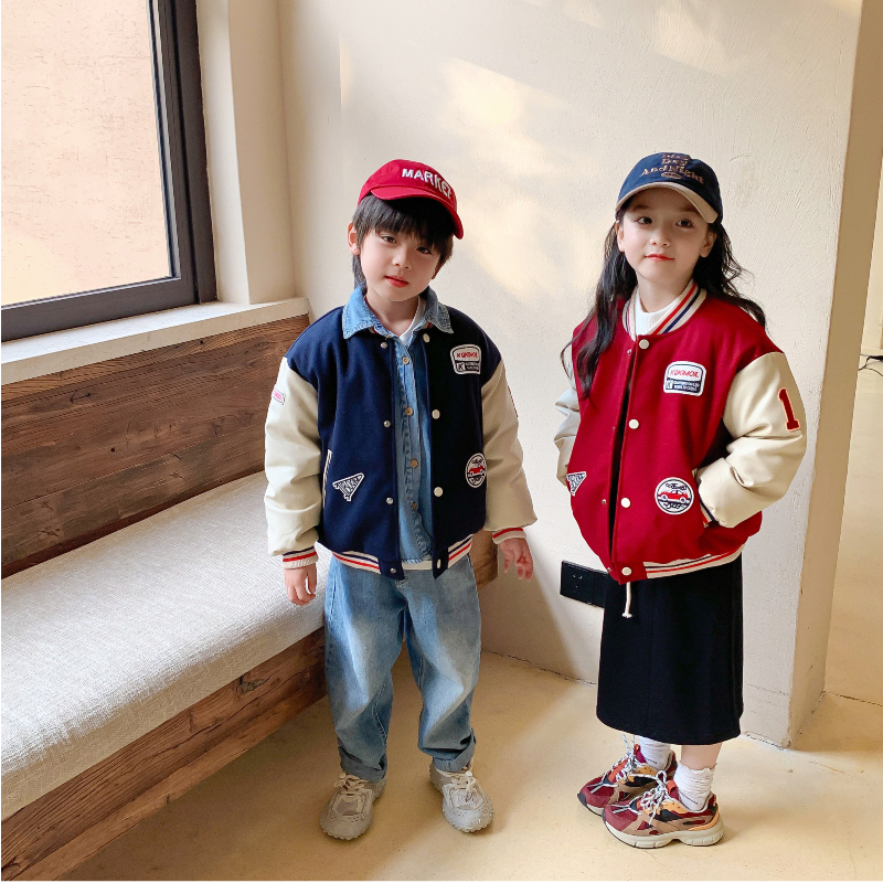 2023年新款儿童加棉棒球服男童女童夹克外套宝宝秋冬棉服韩版童装